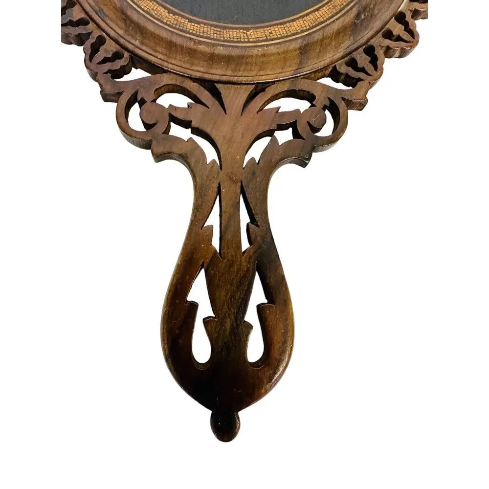 Antique‎ Italian Inlaid On Both Sides Hand-Carved Parquetry Mirror